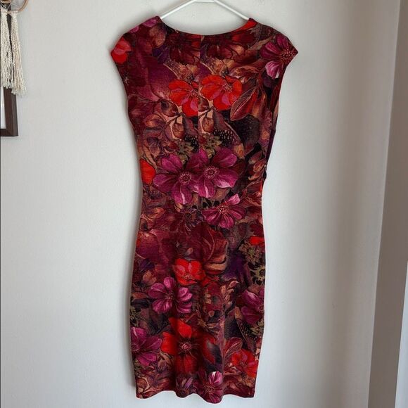 Vintage Cache wool blend jewel tone Fall Red and Purple women’s Dress size 8 EUC - Picture 9 of 10